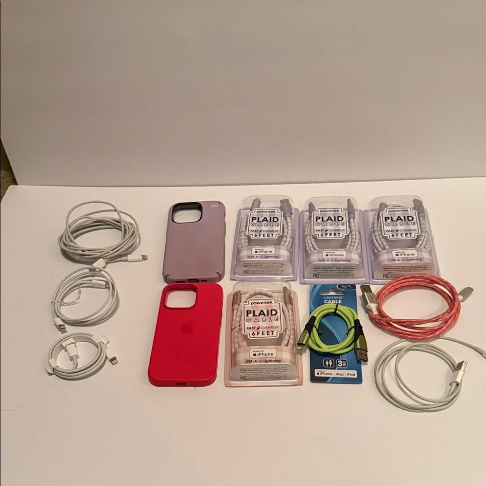 Apple Charging Cable & Case Set - Red, Purple, White